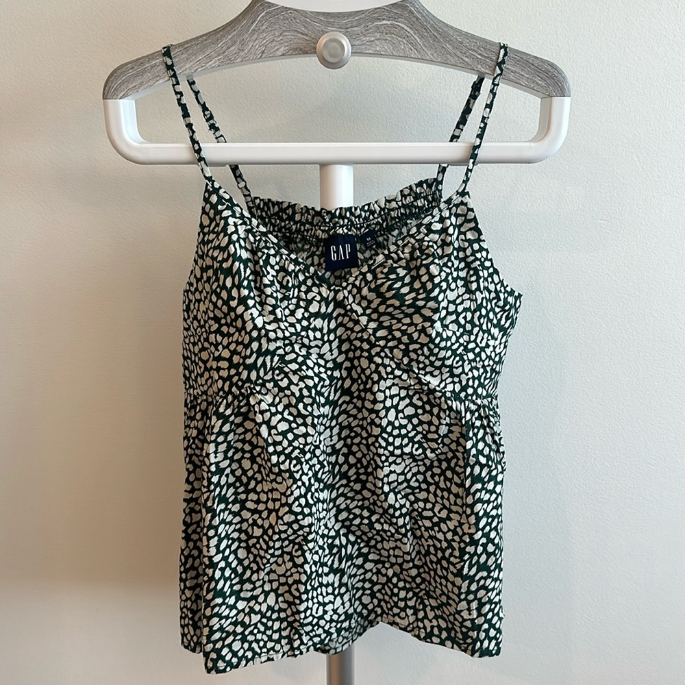 Gap Flowy Tank Top NWT green & beige MEDIUM